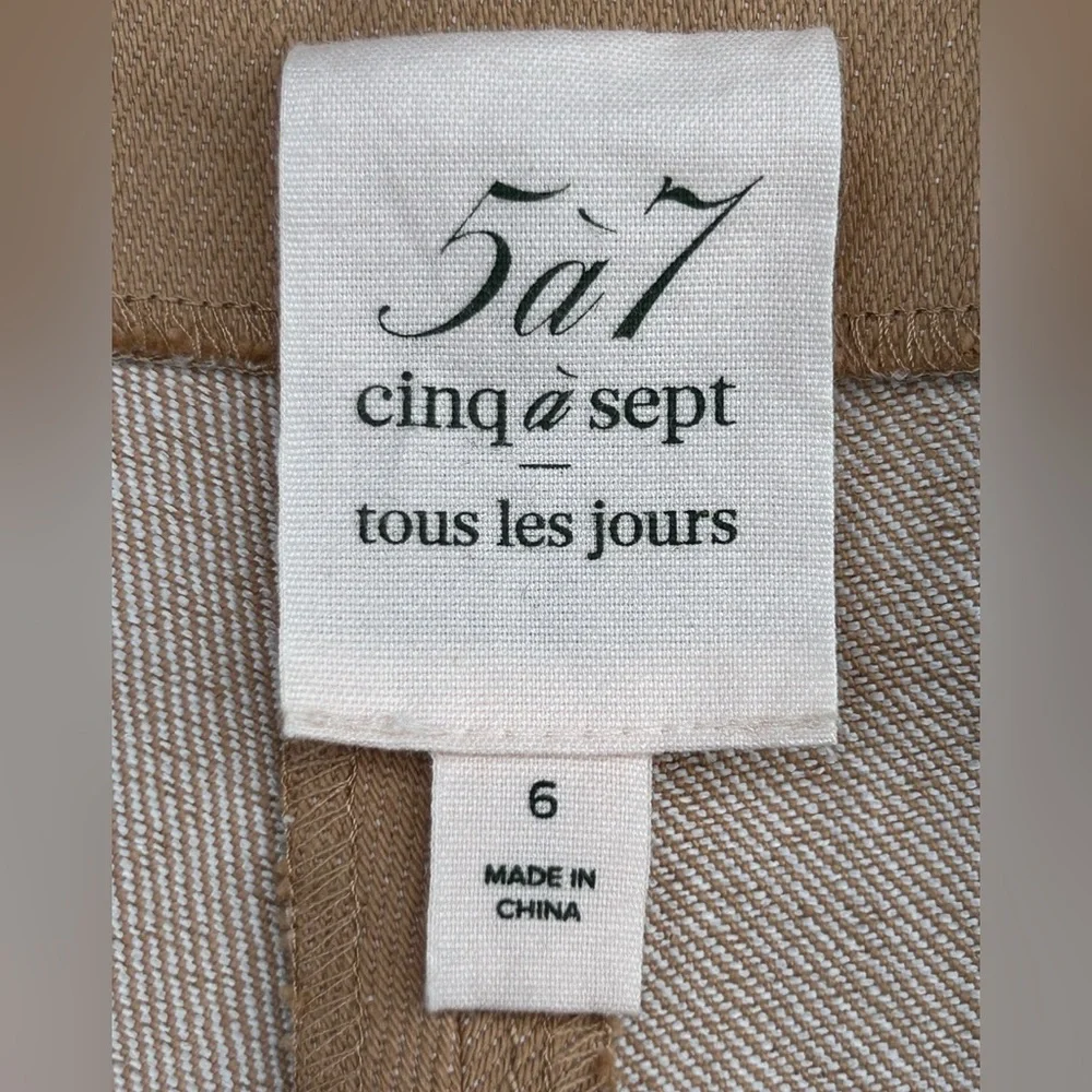 Cinq à Sept Azure Long Wide Leg Jeans Pants in Sahara Tan Trousers Size 6 - Picture 3 of 16